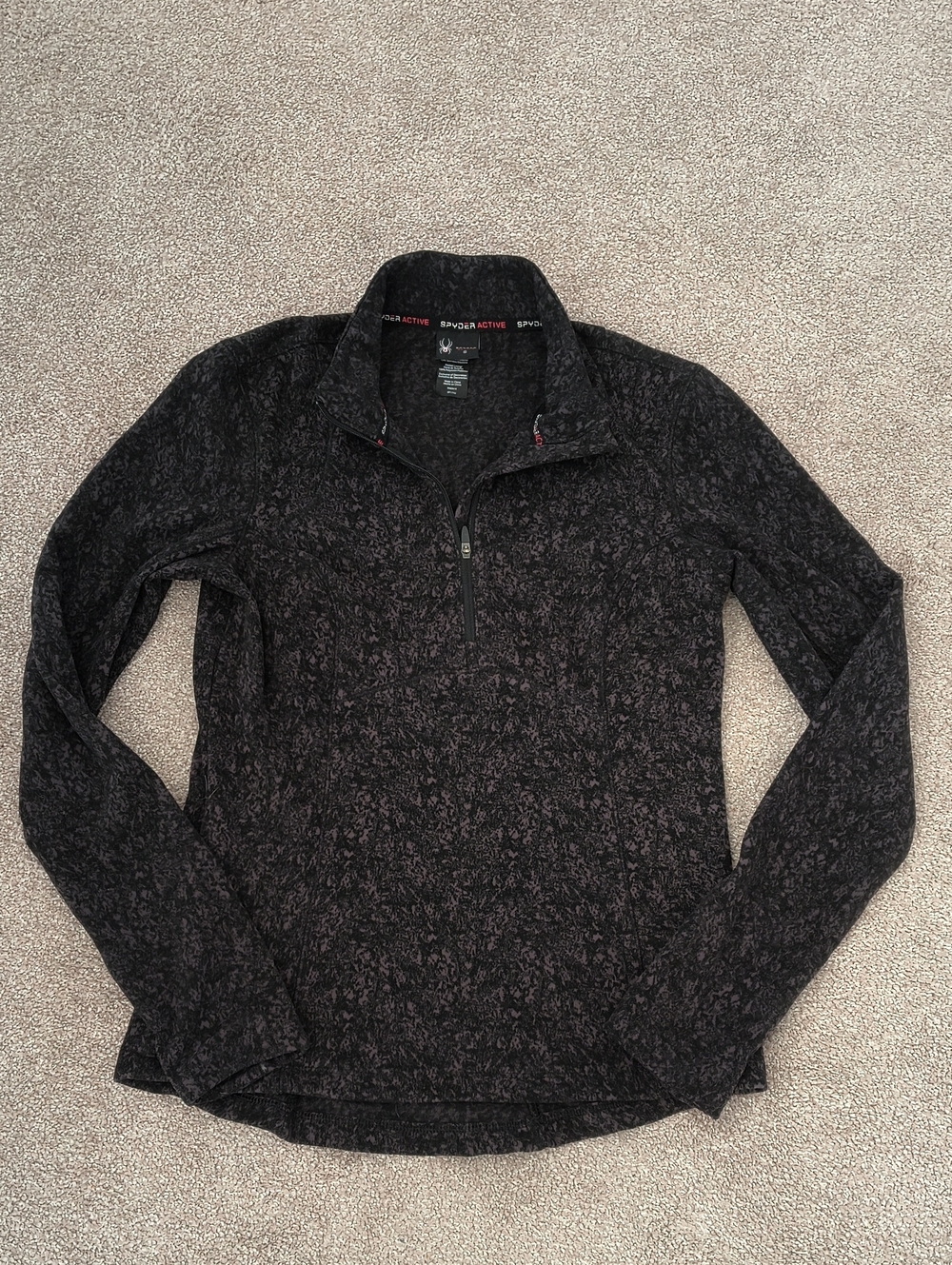 Spyder Women's Black/Charcoal Heather Half-Zip Pullover Fleece. S